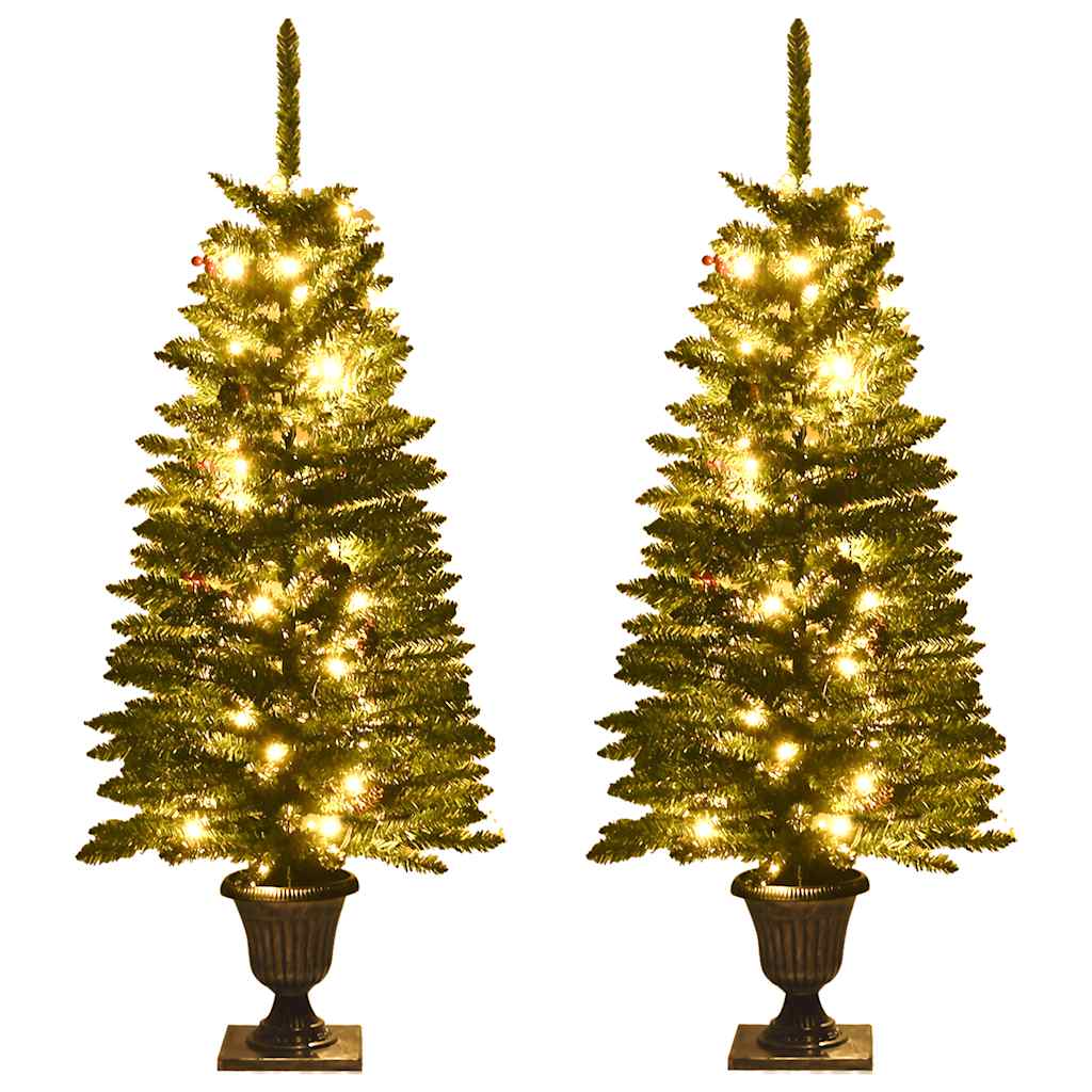 Vidaxl Kunst Christmas Trees 2 Sts avec couronne, guirlande et LED