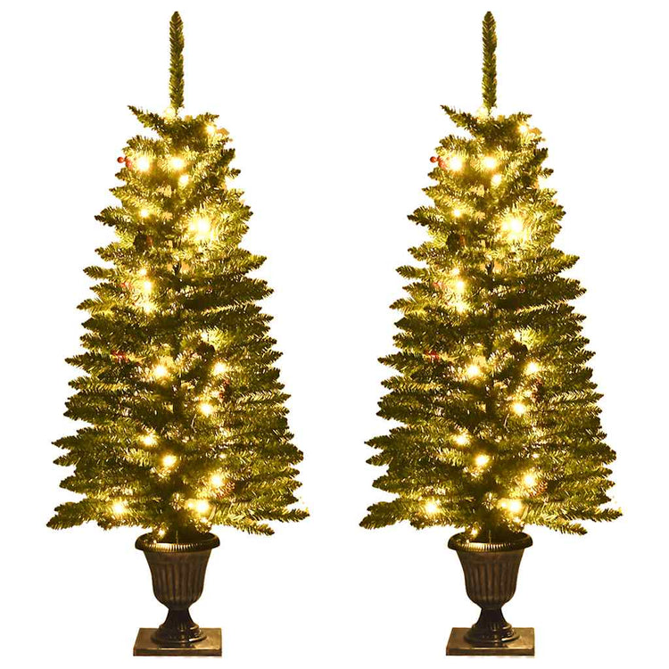 Vidaxl Kunst Christmas Trees 2 Sts avec couronne, guirlande et LED