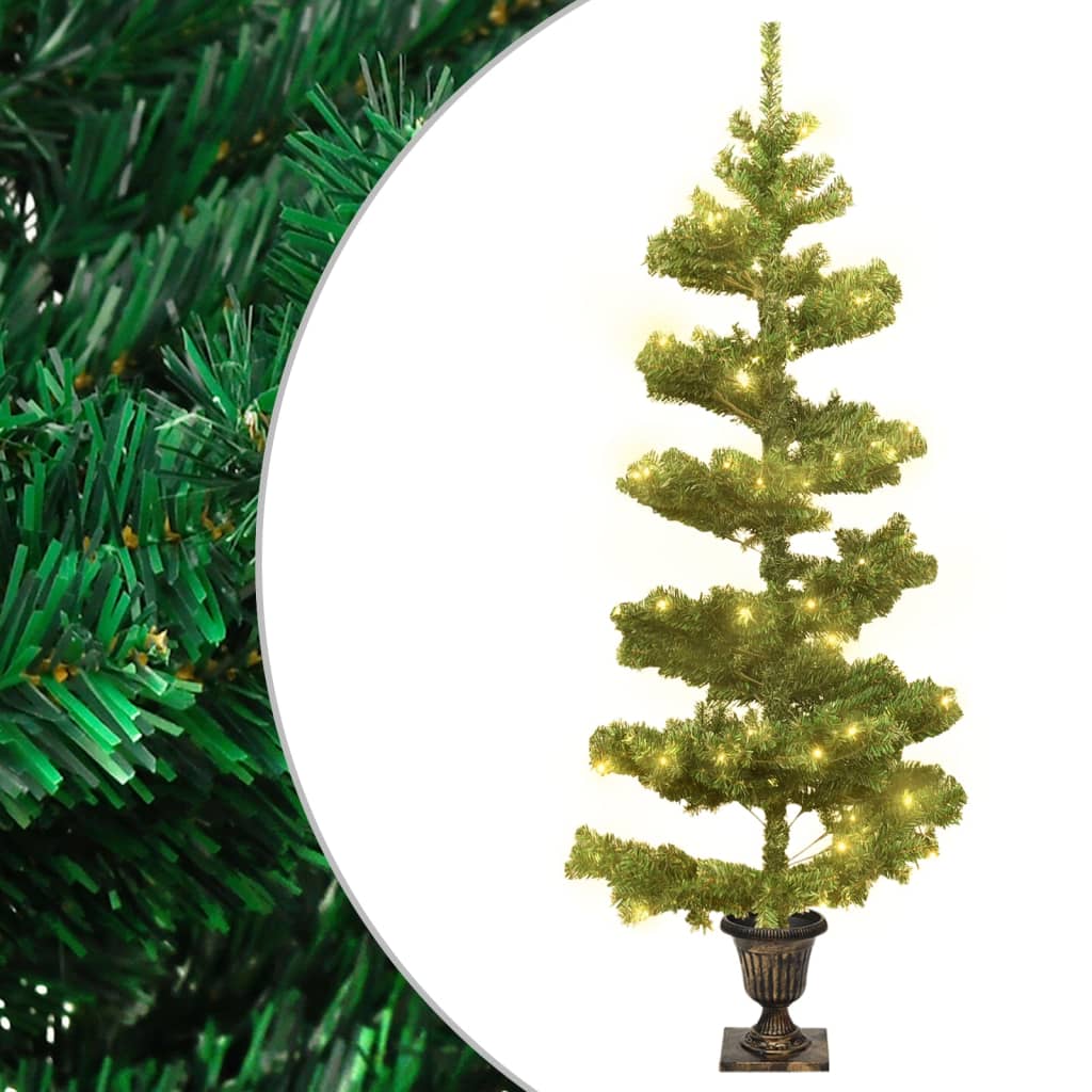 Vidaxl kunstkerstboom avec éclairage et pot 120 cm en PVC vert