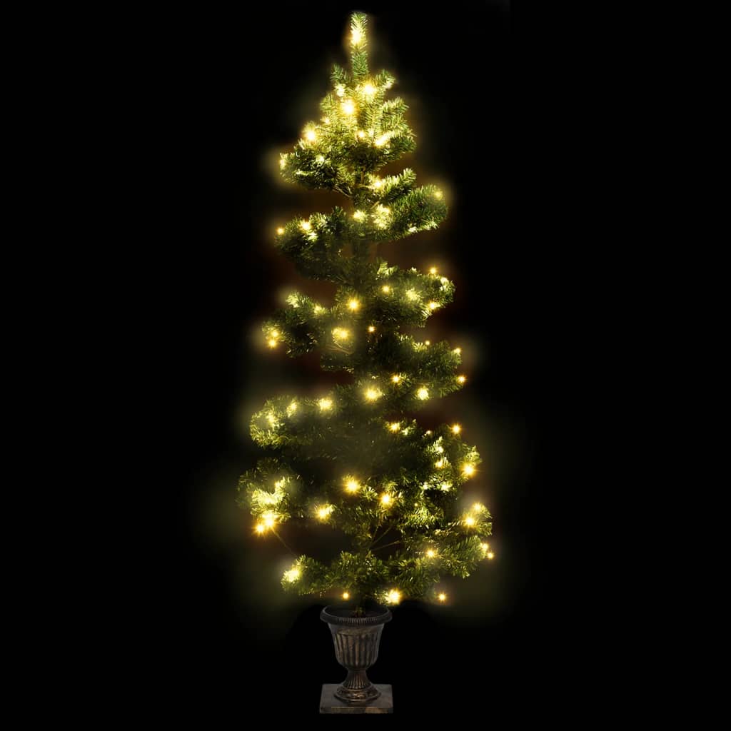 Vidaxl kunstkerstboom avec éclairage et pot 120 cm en PVC vert