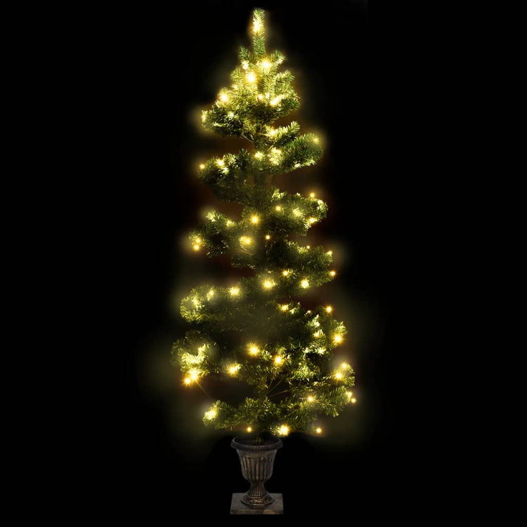 Vidaxl kunstkerstboom avec éclairage et pot 120 cm en PVC vert