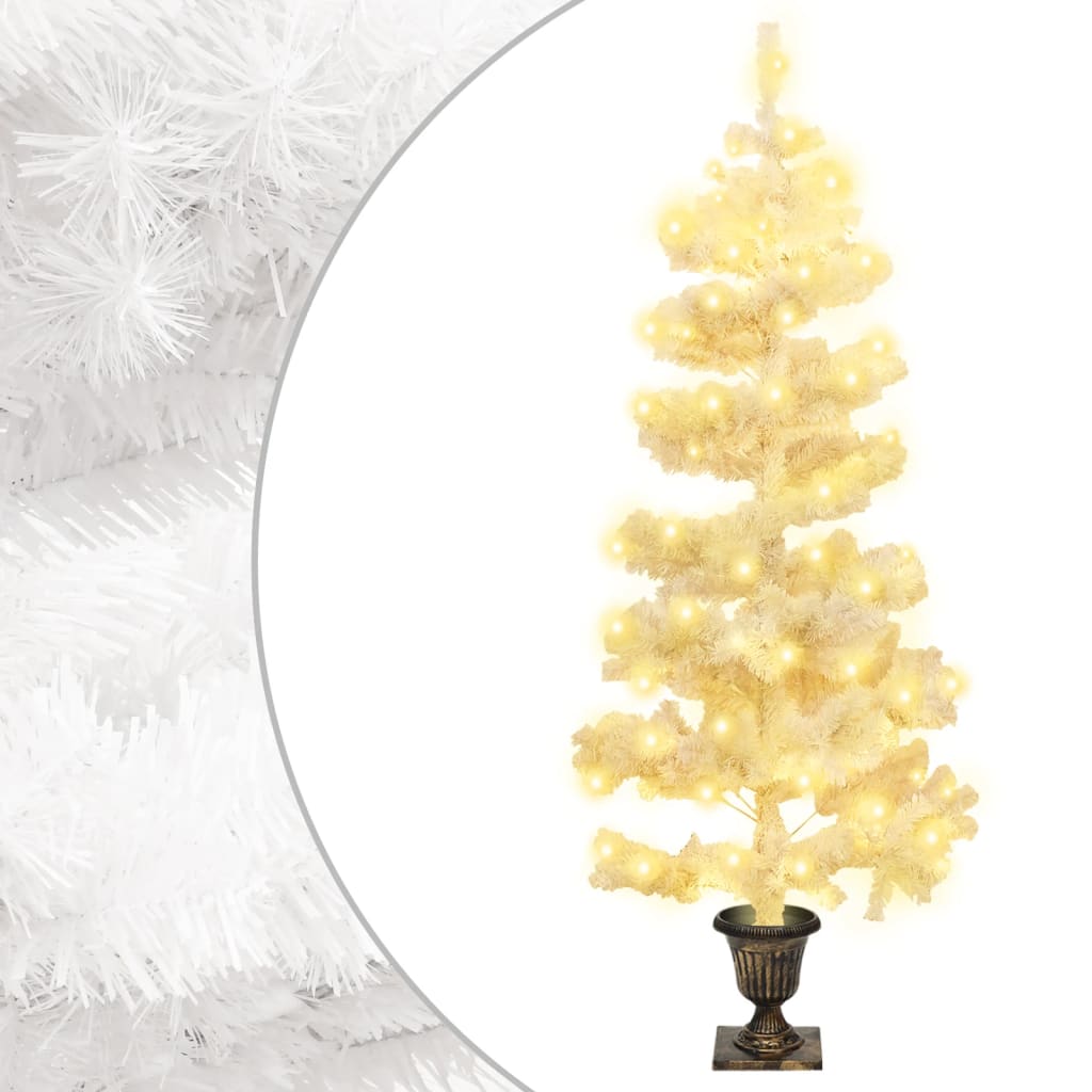 Vidaxl kunstkerstboom avec éclairage et pot 120 cm PVC blanc