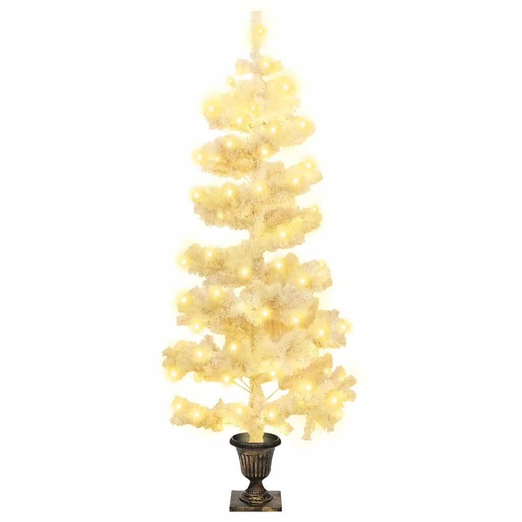 Vidaxl kunstkerstboom avec éclairage et pot 120 cm PVC blanc