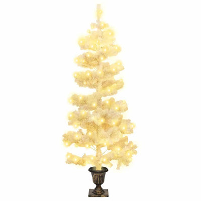 Vidaxl kunstkerstboom avec éclairage et pot 120 cm PVC blanc