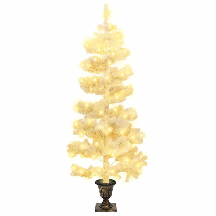 Vidaxl kunstkerstboom avec éclairage et pot 120 cm PVC blanc