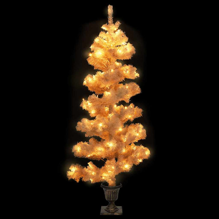 Vidaxl kunstkerstboom avec éclairage et pot 120 cm PVC blanc