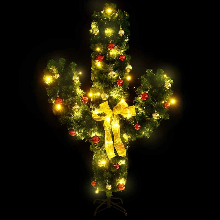 Vidaxl Cactus de Noël avec standard et LED 180 cm en PVC vert
