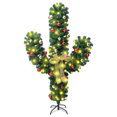 Vidaxl Cactus de Noël avec standard et LED 210 cm en PVC vert