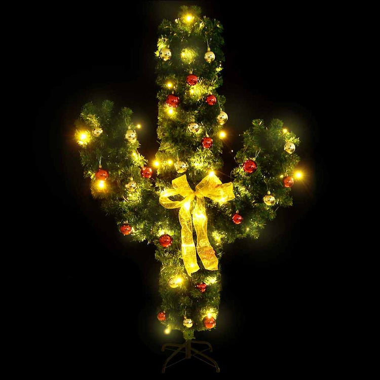 Vidaxl Cactus de Noël avec standard et LED 210 cm en PVC vert