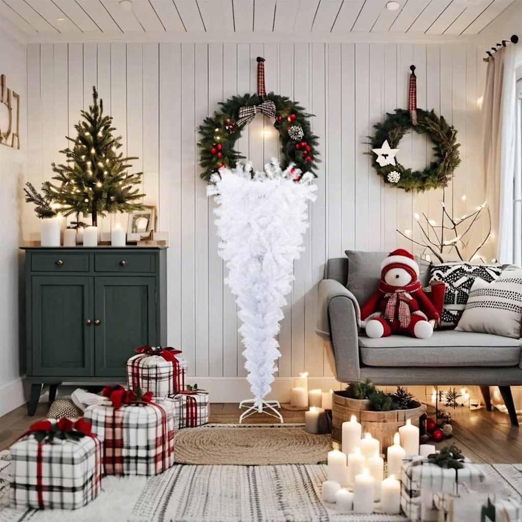 Vidaxl kunstkerstboom avec un blanc standard 150 cm blanc