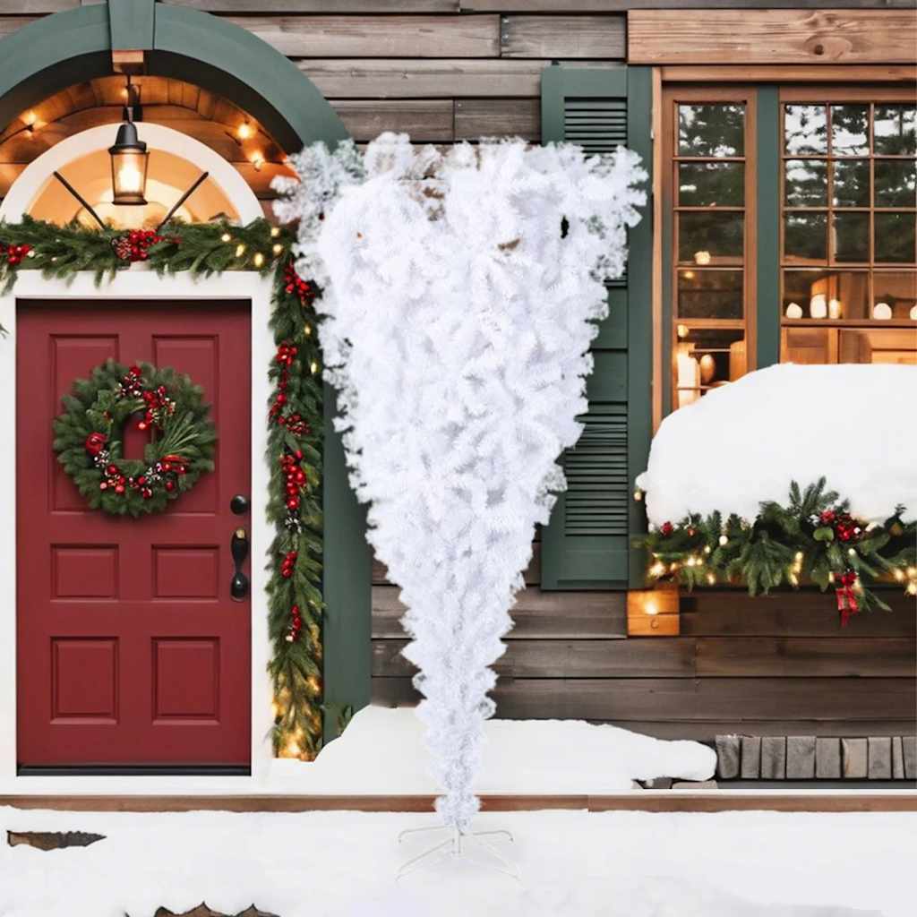 Vidaxl kunstkerstboom avec un retour inverse standard 210 cm blanc