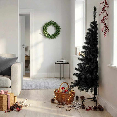Vidaxl Kunstkerstboom avec un demi-150 cm en PVC noir standard