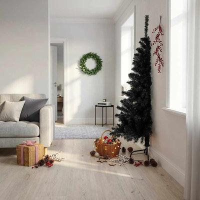 Vidaxl kunstkerstboom avec un demi-180 cm en PVC noir