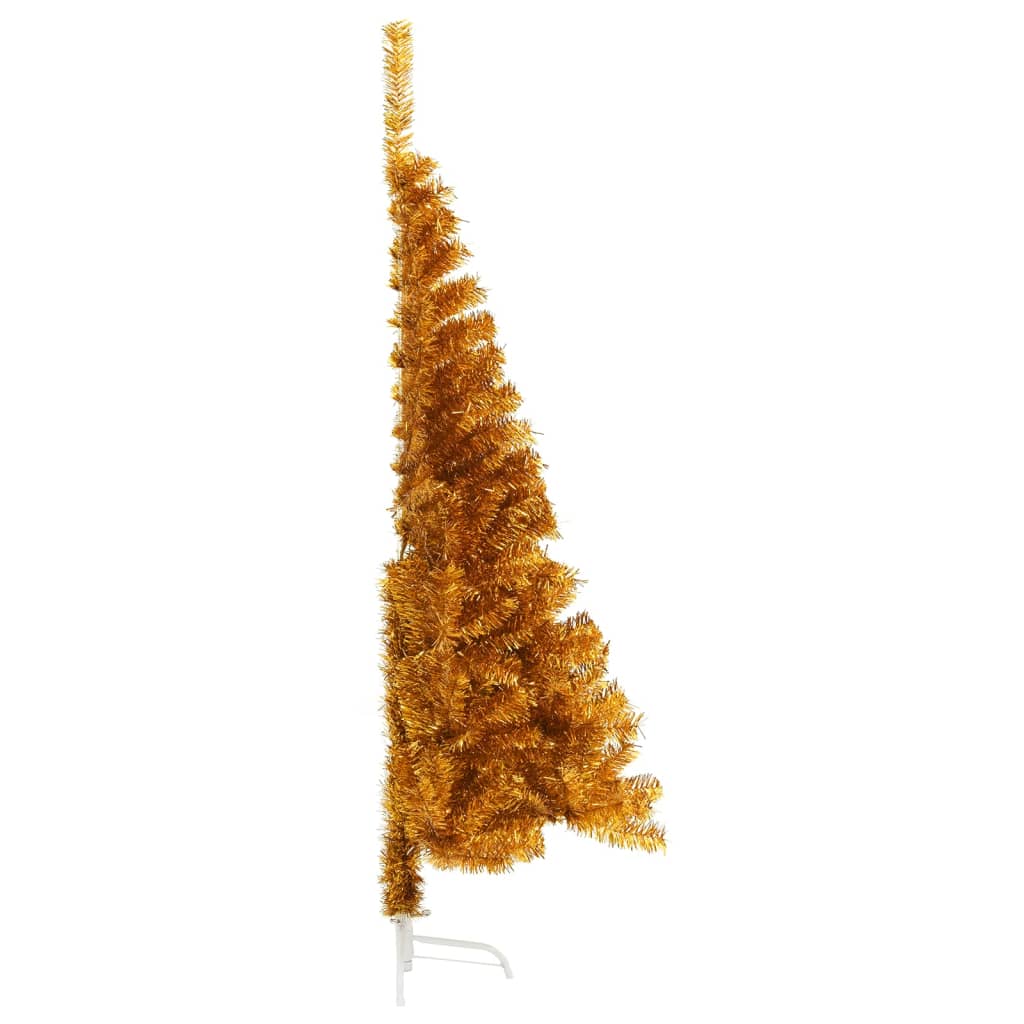 Vidaxl kunstkerstboom moitié avec un capuchon standard de 150 cm en or couleur
