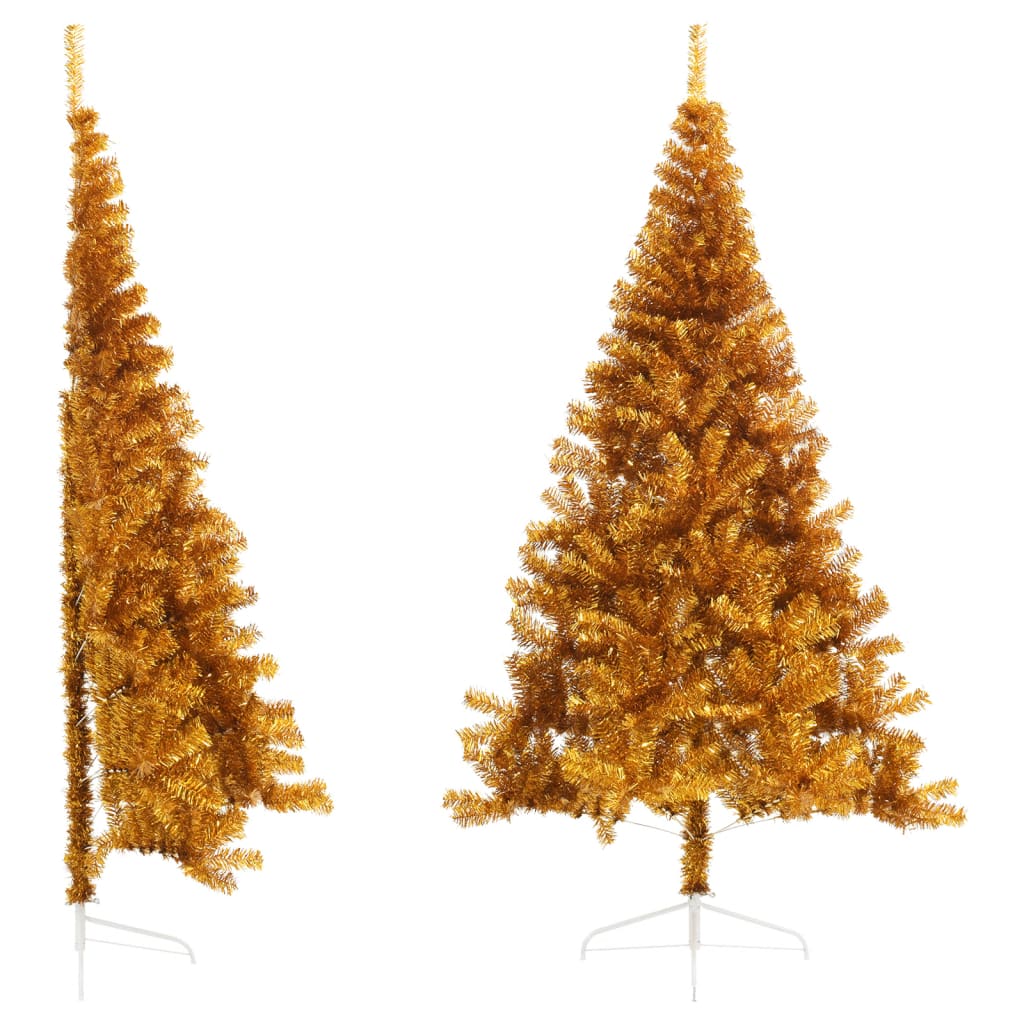 Vidaxl kunstkerstboom moitié avec un capuchon standard de 240 cm en or couleur