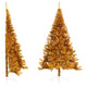 Vidaxl kunstkerstboom moitié avec un capuchon standard de 240 cm en or couleur