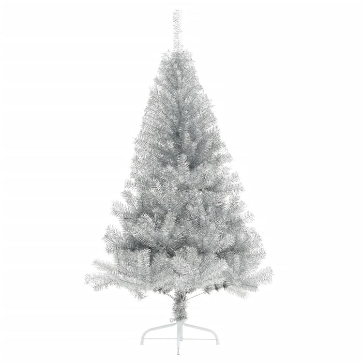 Vidaxl kunstkerstboom moitié avec un capuchon standard de 120 cm en argent coloré