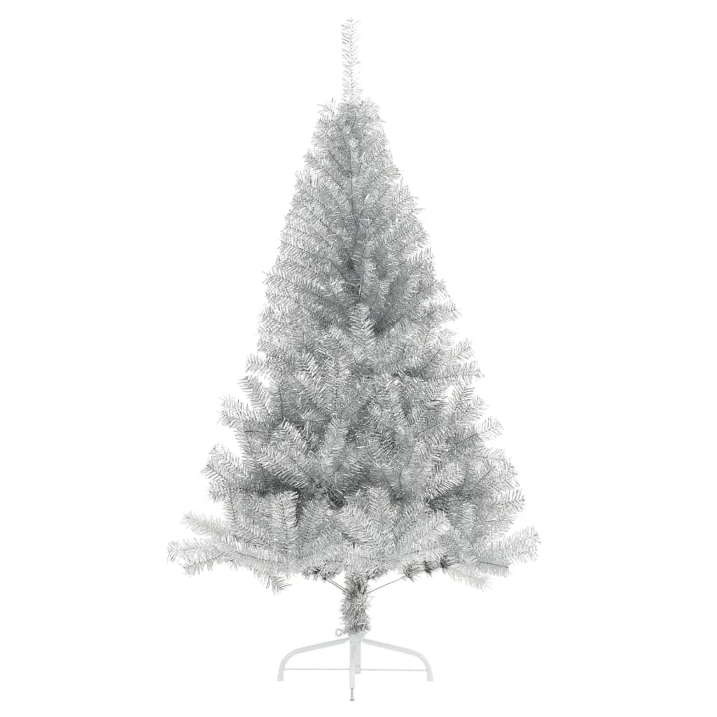 Vidaxl kunstkerstboom moitié avec un capuchon standard de 150 cm en argent coloré