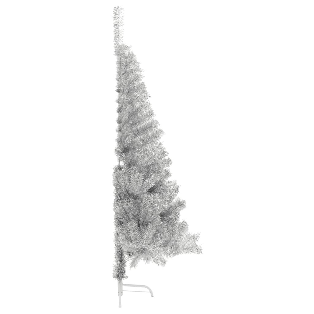 Vidaxl kunstkerstboom moitié avec un capuchon standard de 150 cm en argent coloré