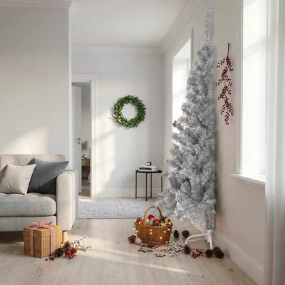 Vidaxl kunstkerstboom moitié avec de couleur argent de compagnie de 210 cm standard