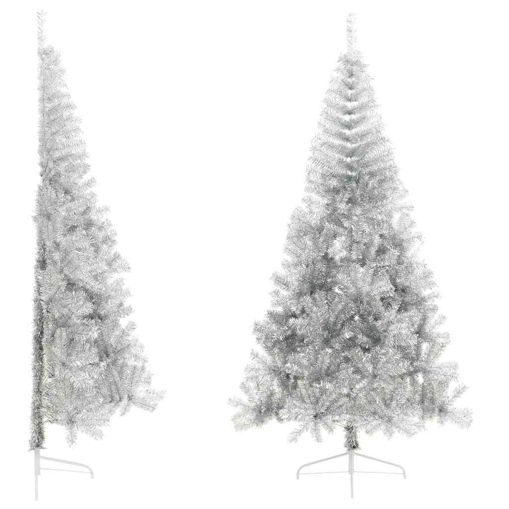Vidaxl kunstkerstboom moitié avec de couleur argentée pour animaux de compagnie standard de 240 cm