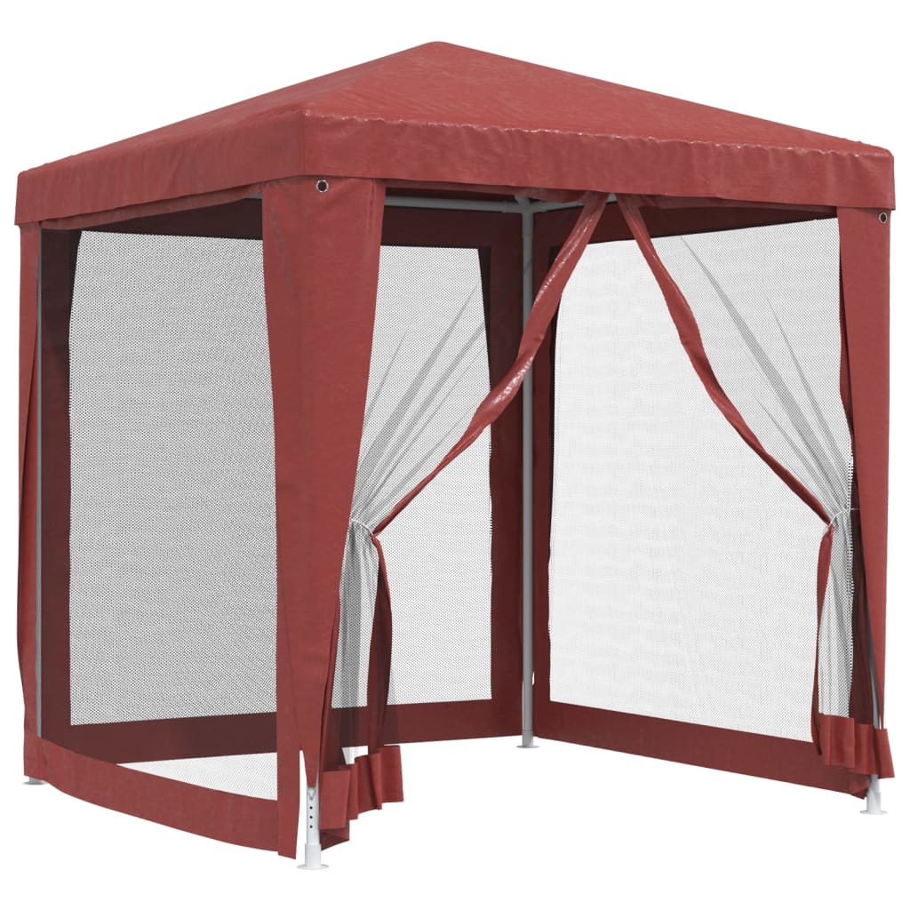 Tente de fête Vidaxl avec 4 murs latéraux en mailles 2x2 m en rouge HDPE
