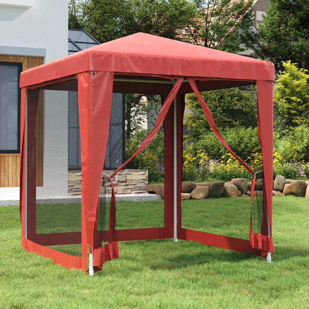 Tente de fête Vidaxl avec 4 murs latéraux en mailles 2x2 m en rouge HDPE
