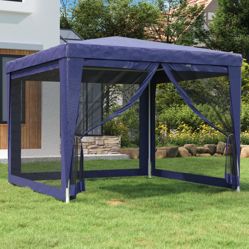 Tente de fête Vidaxl avec 4 murs latéraux en mailles 3x3 m en bleu HDPE