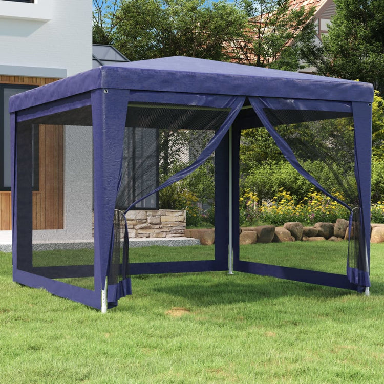 Tente de fête Vidaxl avec 4 murs latéraux en mailles 3x3 m en bleu HDPE
