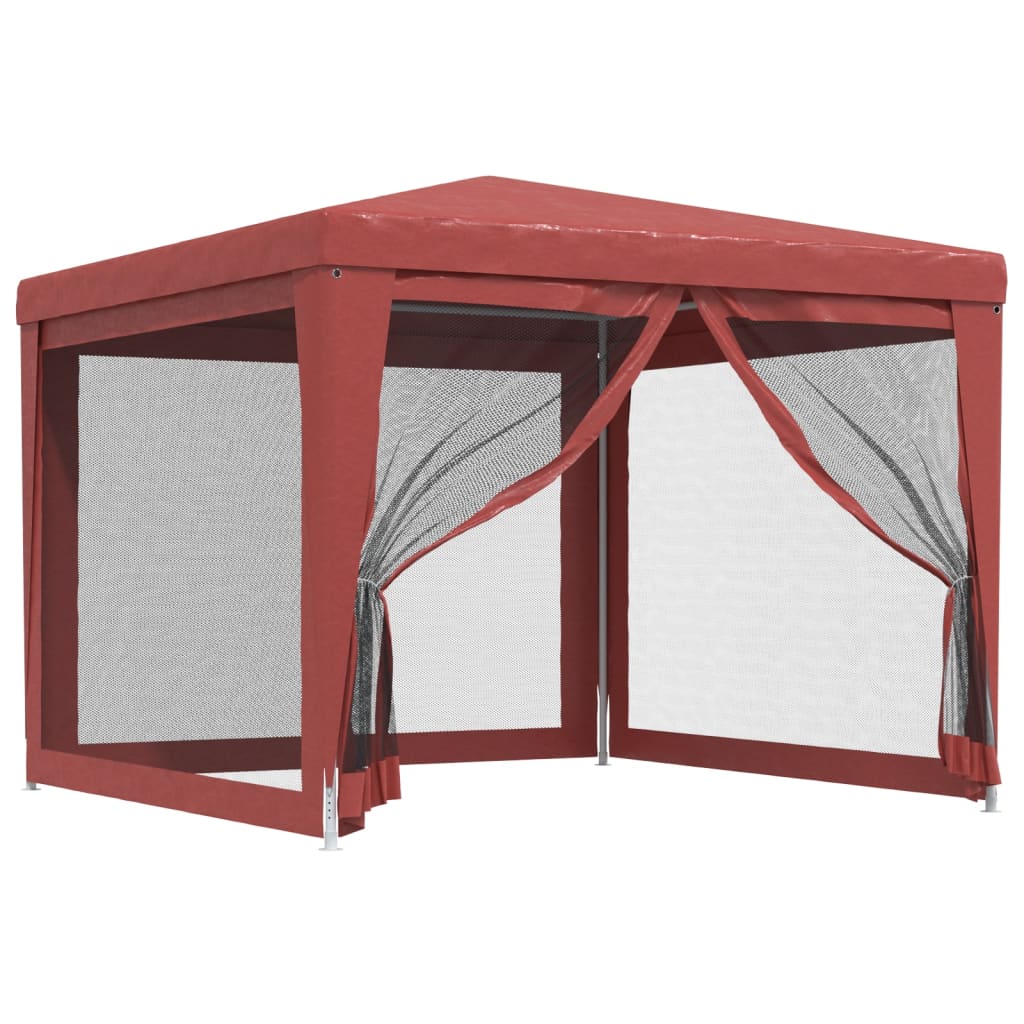 Tente de fête Vidaxl avec 4 murs latéraux en mailles 3x3 m en rouge HDPE