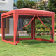 Tente de fête Vidaxl avec 4 murs latéraux en mailles 3x3 m en rouge HDPE