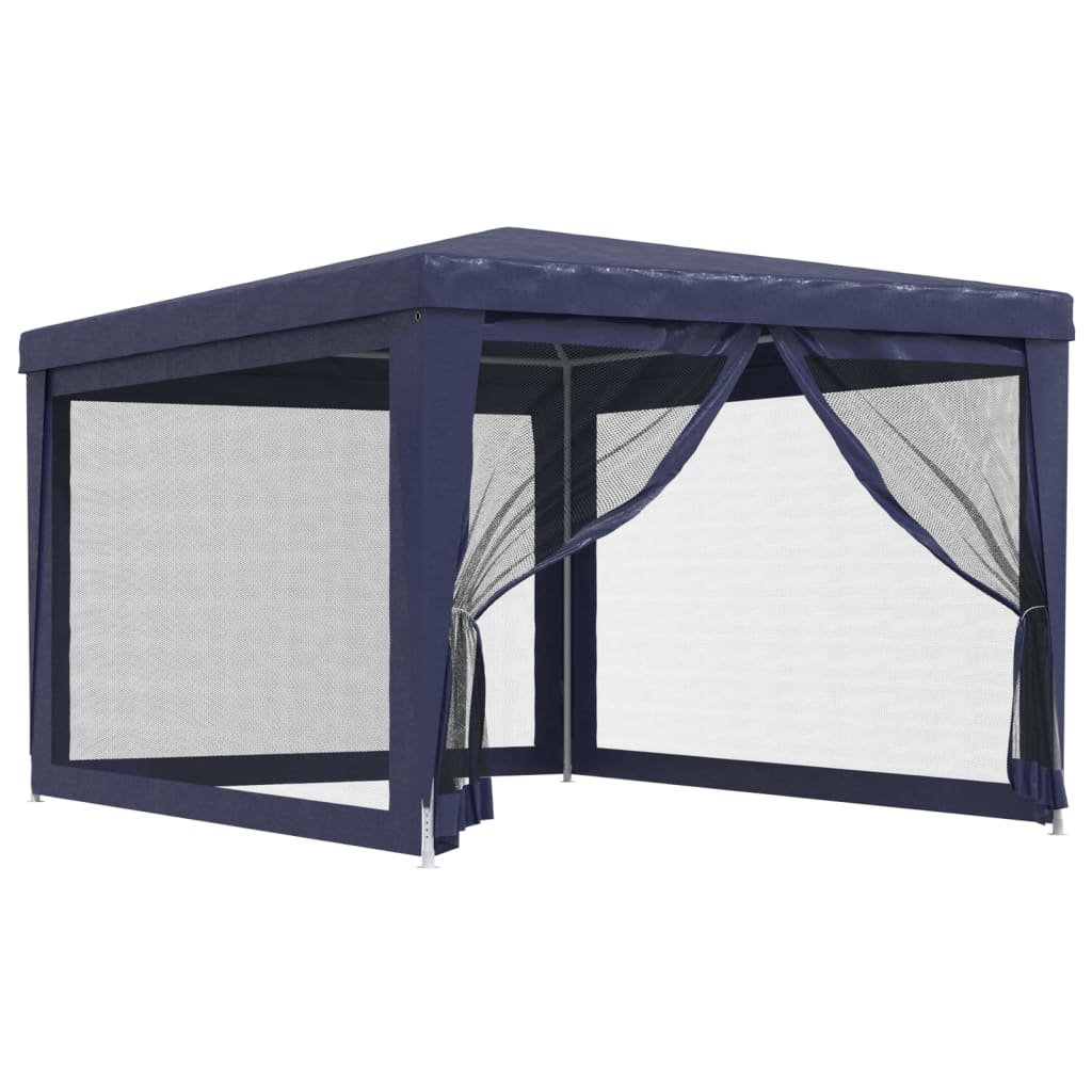 Tente de fête Vidaxl avec 4 murs latéraux en mailles 3x4 m en bleu HDPE