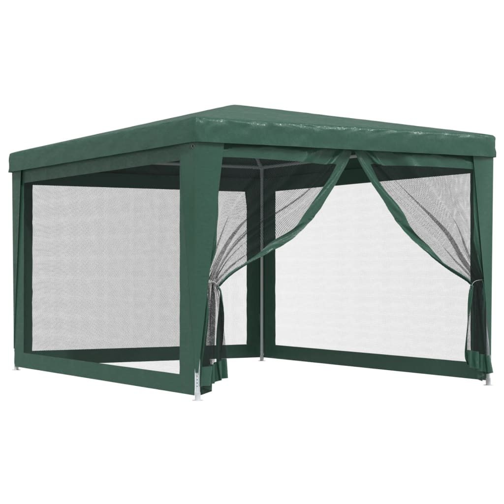 Tente de fête Vidaxl avec 4 murs latéraux en mailles 3x4 m en vert HDPE