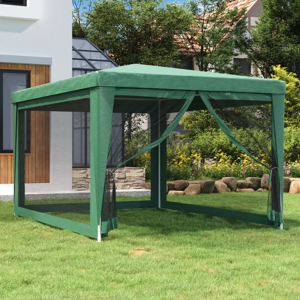 Tente de fête Vidaxl avec 4 murs latéraux en mailles 3x4 m en vert HDPE