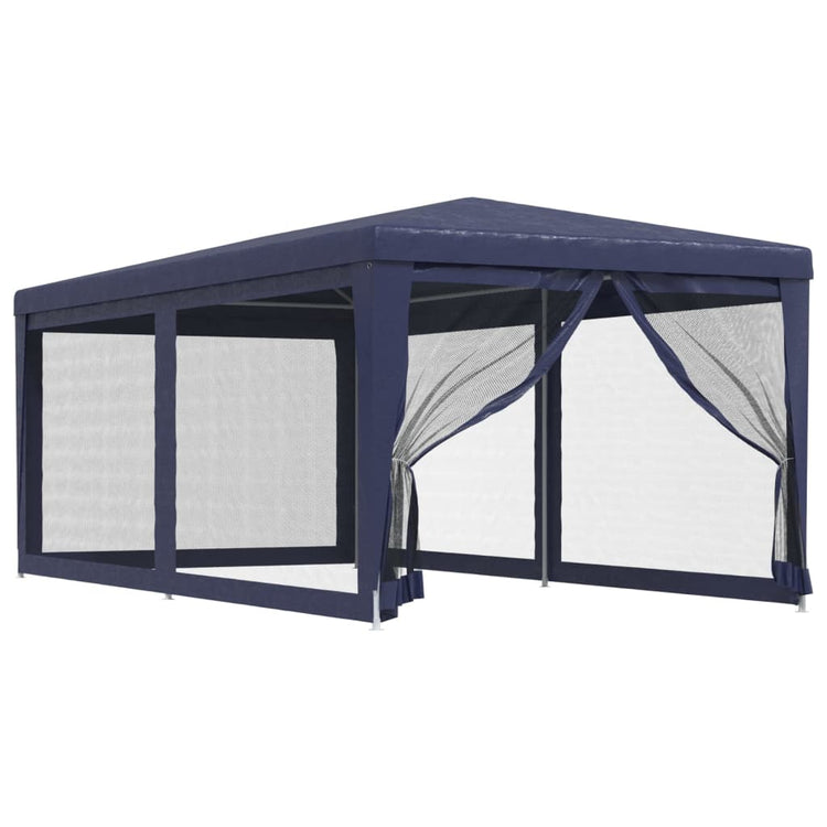 Tente de fête Vidaxl avec 6 murs latéraux en mailles 3x6 m en bleu HDPE