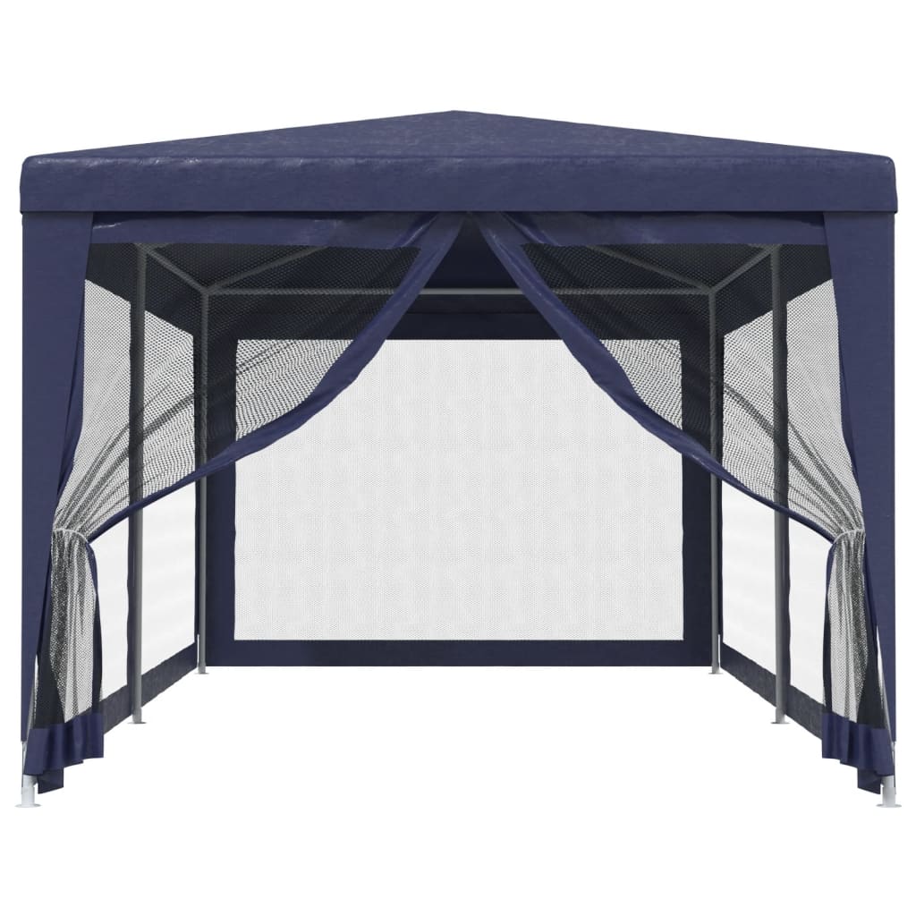 Tente de fête Vidaxl avec 6 murs latéraux en mailles 3x6 m en bleu HDPE