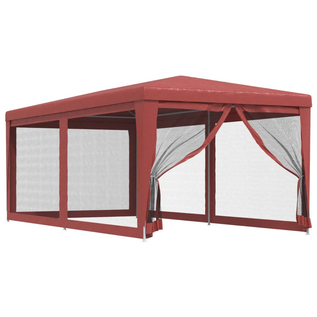 Tente de fête Vidaxl avec 6 murs latéraux en mailles 3x6 m HDPE rouge
