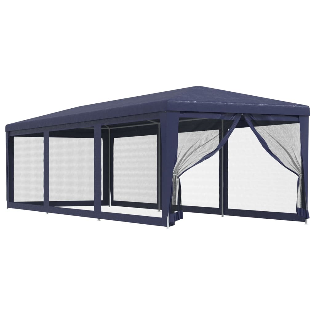 Tente de fête Vidaxl avec 8 murs latéraux en mailles 3x9 m en bleu HDPE