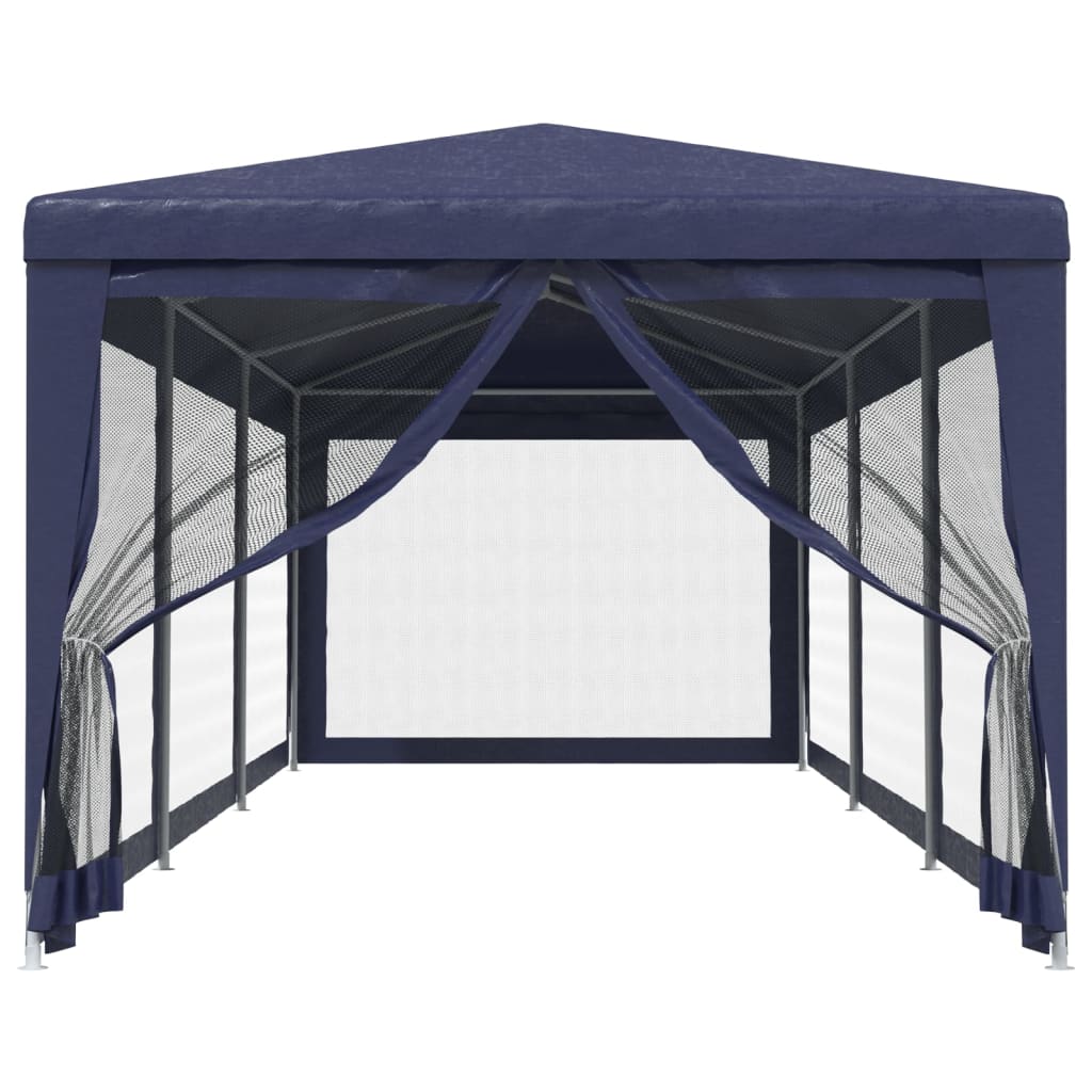 Tente de fête Vidaxl avec 8 murs latéraux en mailles 3x9 m en bleu HDPE