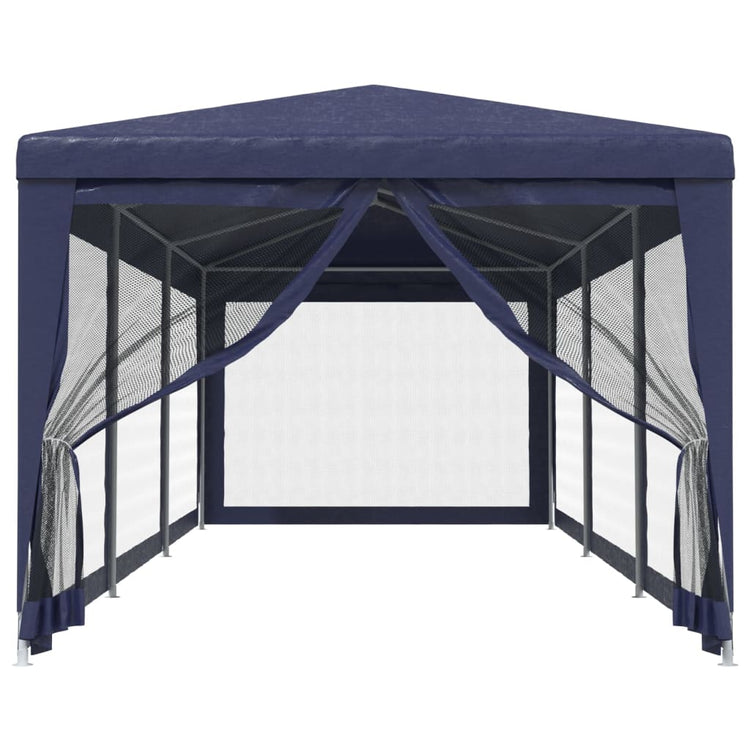 Tente de fête Vidaxl avec 8 murs latéraux en mailles 3x9 m en bleu HDPE