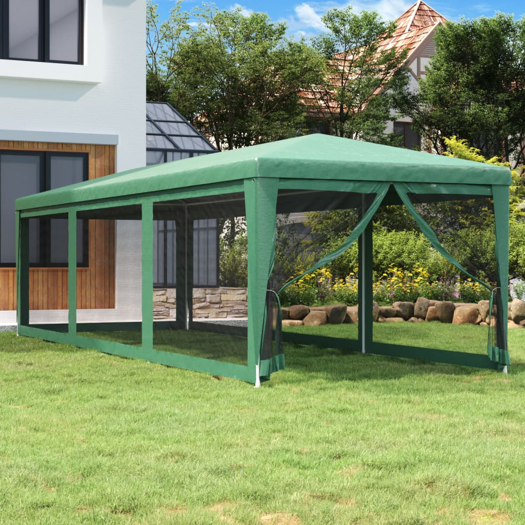 Tente de fête Vidaxl avec 8 murs latéraux en mailles 3x9 m en vert HDPE