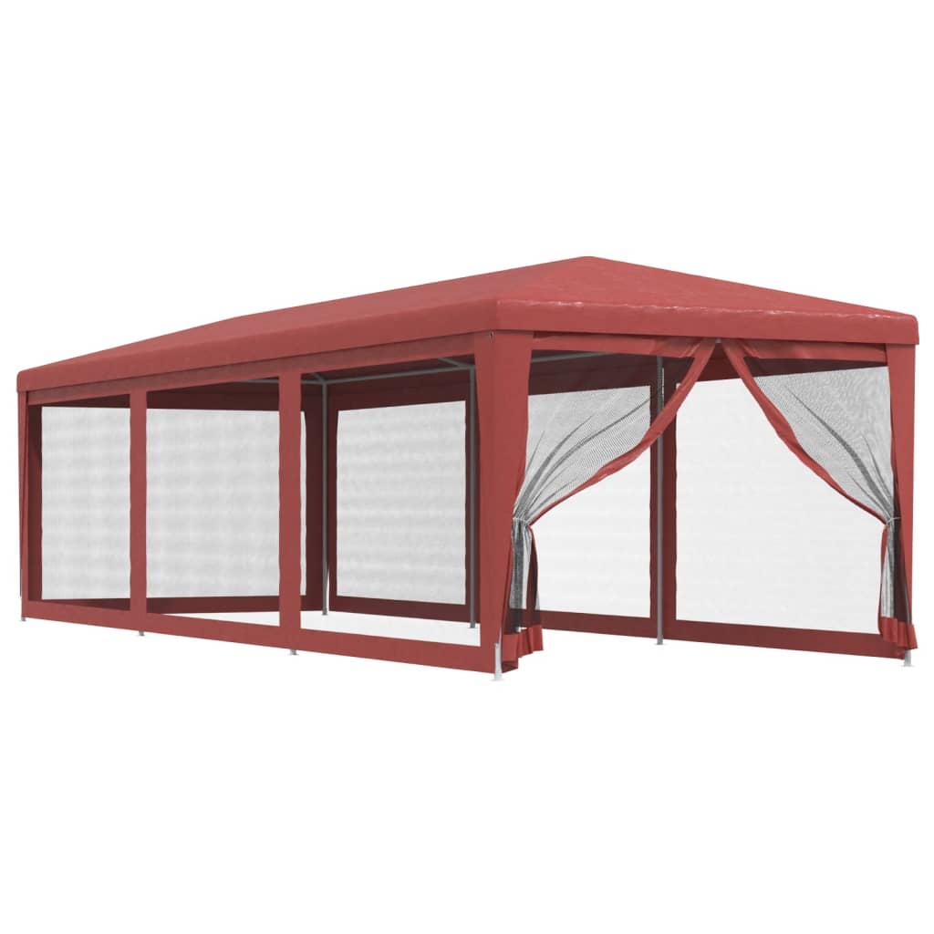 Tente de fête Vidaxl avec 8 murs latéraux en mailles 3x9 m HDPE rouge