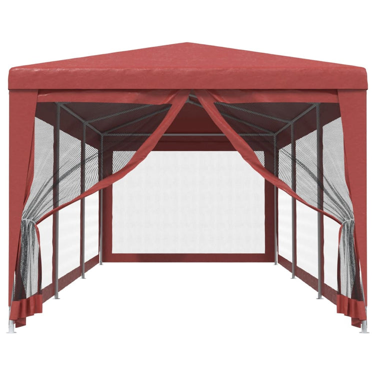 Tente de fête Vidaxl avec 8 murs latéraux en mailles 3x9 m HDPE rouge