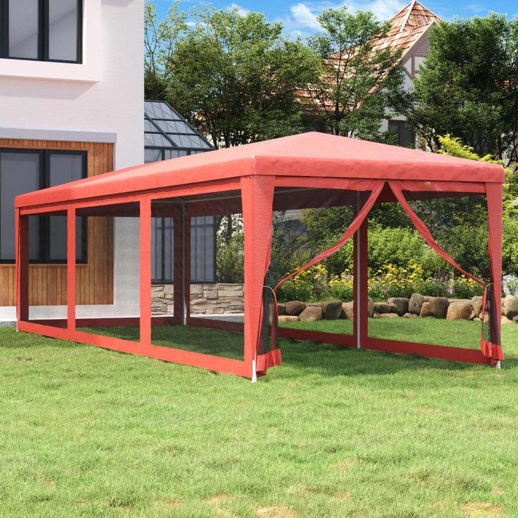 Tente de fête Vidaxl avec 8 murs latéraux en mailles 3x9 m HDPE rouge
