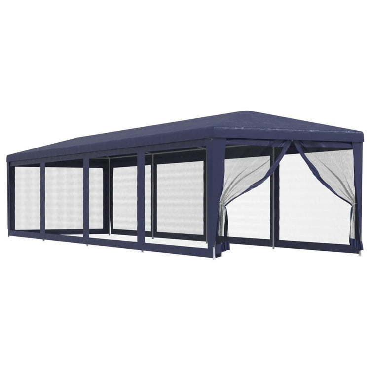 Tente de fête Vidaxl avec des murs latéraux de 10 mailles 3x12 m en bleu HDPE