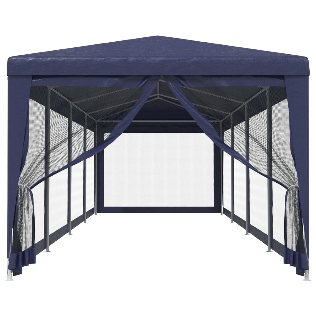 Tente de fête Vidaxl avec des murs latéraux de 10 mailles 3x12 m en bleu HDPE