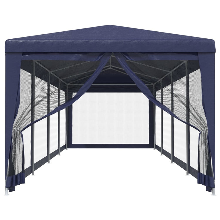 Tente de fête Vidaxl avec des murs latéraux de 10 mailles 3x12 m en bleu HDPE