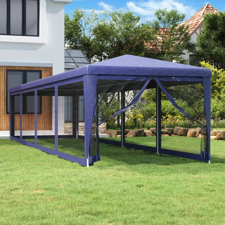 Tente de fête Vidaxl avec des murs latéraux de 10 mailles 3x12 m en bleu HDPE