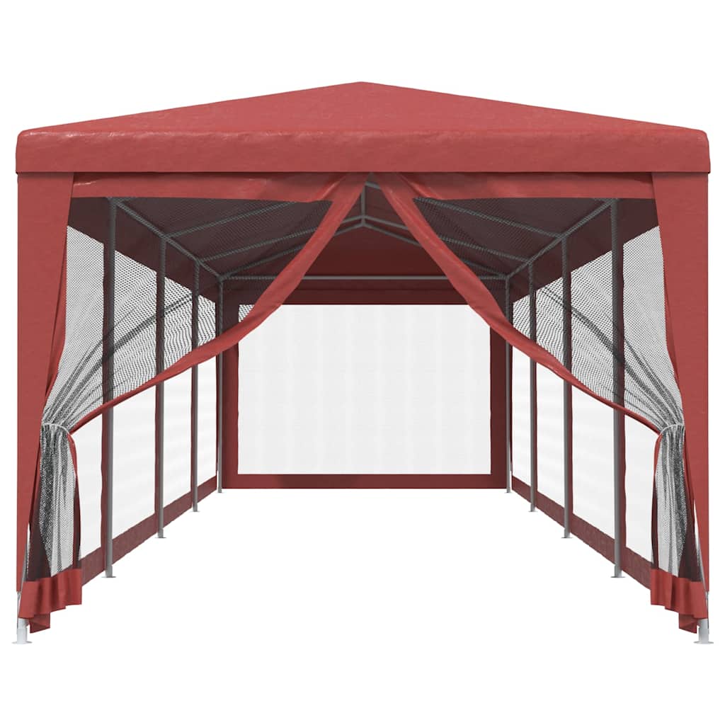 Tente de fête Vidaxl avec des murs latéraux de 10 maille 3x12 m en rouge HDPE