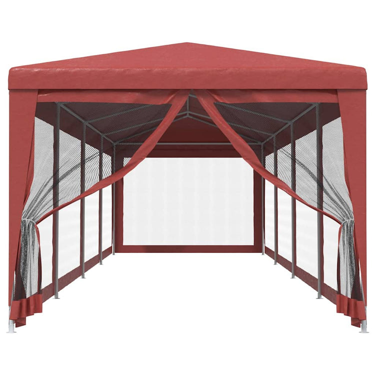Tente de fête Vidaxl avec des murs latéraux de 10 maille 3x12 m en rouge HDPE